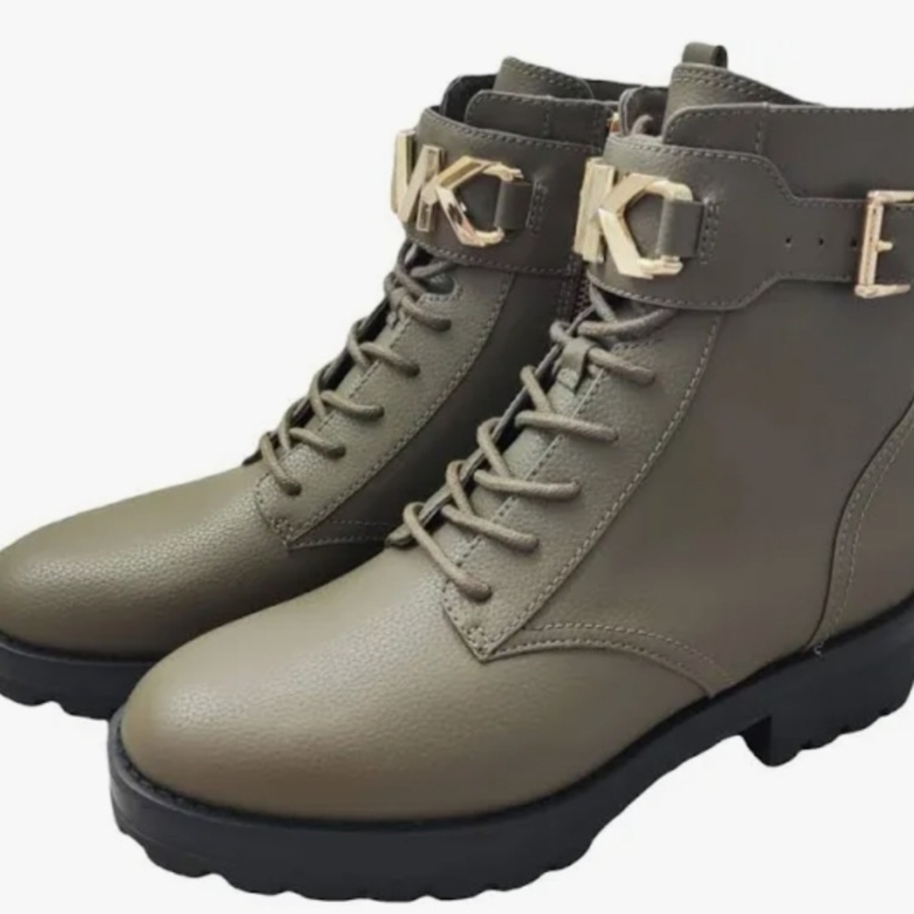 Michael Kors Green and Gold Combat Boots